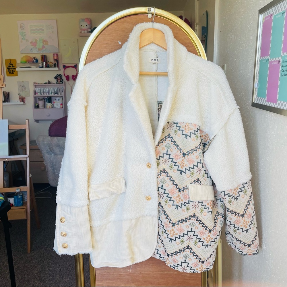 Fall Patchwork Sherpa Jacket